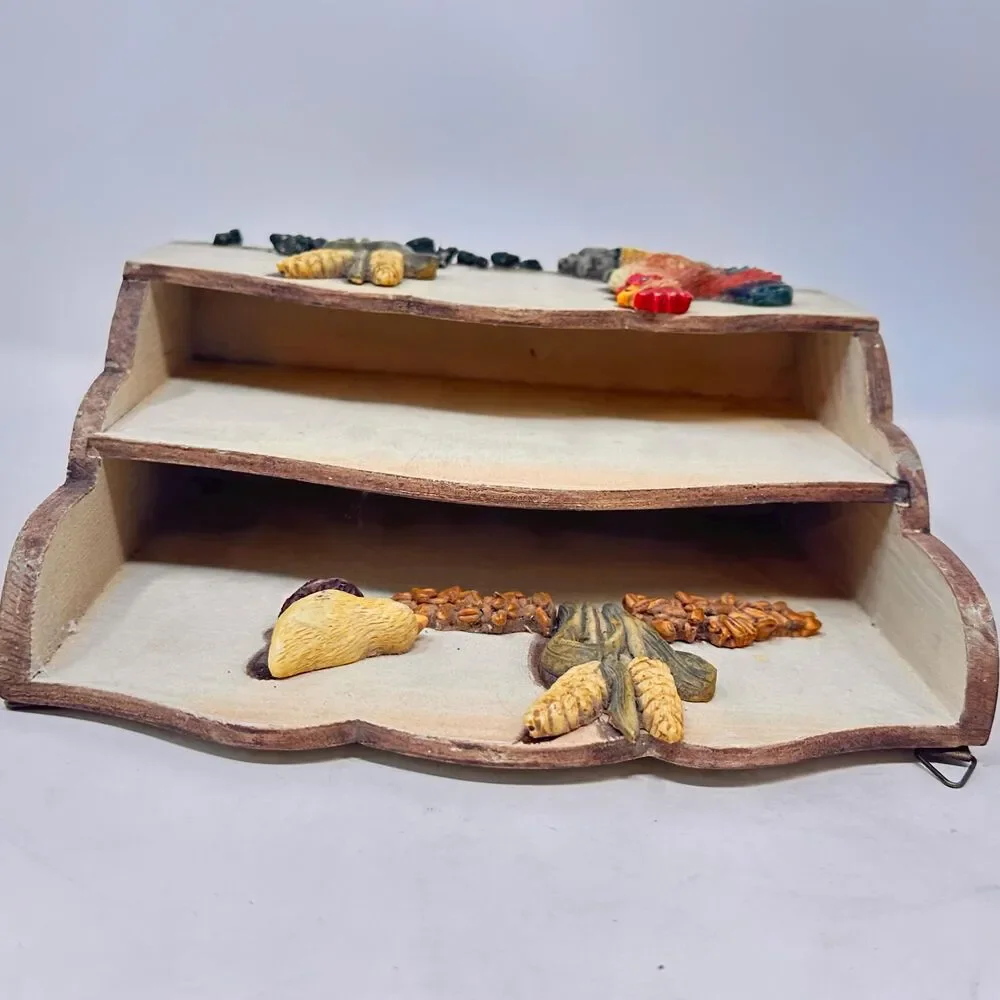 Vintage Wooden Rooster Mail Sorter Farmhouse 2 Tier Letter Holder Desk Organizer